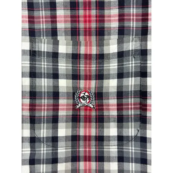 Cinch Men's Long Sleeve Black Red Western Plaid Button Up Shirt - Size L - Picture 2 of 5